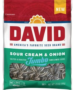 DAVID SUNFLOWER SEEDS JUMBO SOUR CREAM & ONION PEGGABLE BAG 12/5.25 OZ