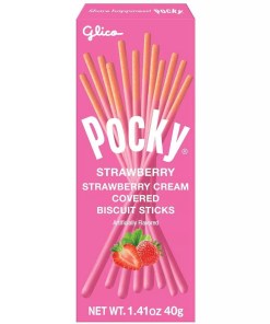 GLICO POCKY CREAM COVERED BISCUIT STRAWBERRY STICKS 10/1.41 OZ
