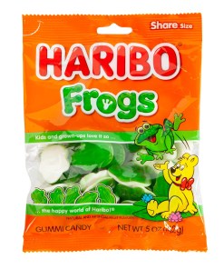 HARIBO FROGS GUMMI CANDY PEGGABLE BAG 12/5 OZ