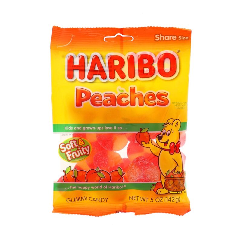 HARIBO PEACHES GUMMI CANDY PEGGABLE BAG 12/5 OZ – UCE Wholesale