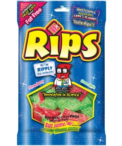 RIPS BITE-SIZE STRAWBERRY & GREEN APPLE LICORICE PIECES PEGGABLE BAG 12/4 OZ