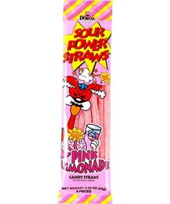 SOUR POWER CANDY STRAWS PINK LEMONADE 24/1.75 OZ