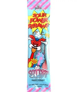 SOUR POWER STRAWS COTTON CANDY 24/1.75 OZ