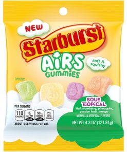 STARBURST AIRS TROPICAL SOUR GUMMY CANDY 12/4.3 OZ