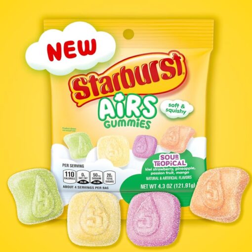 STARBURST AIRS TROPICAL SOUR GUMMY CANDY 12/4.3 OZ – UCE Wholesale