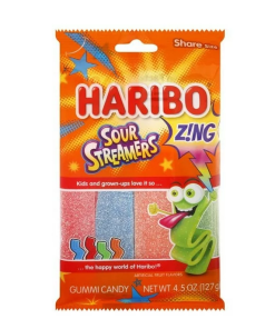 HARIBO SOUR STREAMERS PEGGABLE BAG 12/4.5 OZ