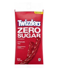 TWIZZLERS ZERO SUGAR TWISTS STRAWBERRY CANDY PEGGABLE BAG 12/5 OZ