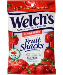 WELCH'S STRAWBERRY FRUIT SNACKS PEGGABLE BAG 12/5 OZ