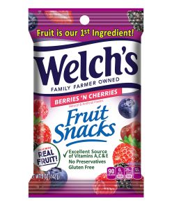 WELCH'S FRUIT SNACKS BERRIES 'N CHERRIES PEGGABLE BAG 12/5 OZ