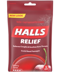 HALLS BAGS CHERRY 12/30 DROPS