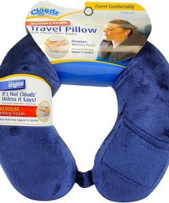 CLOUDZ LUXE CRUSHED VELVET MEMORY FOAM PILLOW WITH SLEEP MASK BLUE 10 PCS