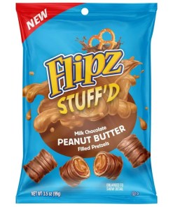 FLIPZ STUFF'D MILK CHOCOLATE PEANUT BUTTER FILLED PRETZELS PEGGABLE BAG 6/3.5 OZ