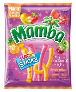 MAMBA FRUIT CHEWS MAGIC STICK CHEWY FRUITY CANDY PEGGABLE BAG 12/6.3 OZ