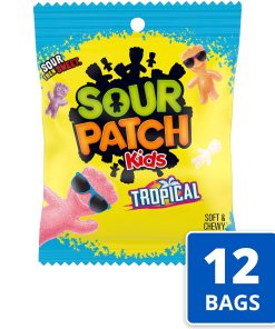 SOUR PATCH KIDS TROPICAL SOFT CHEWY CANDY PEGGABLE BAG 12/3.6 OZ