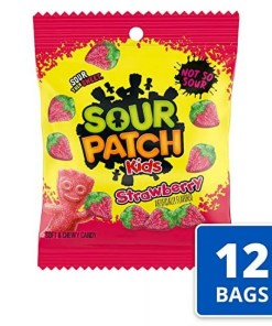 SOUR PATCH KIDS' STRAWBERRY SOFT CHEWY CANDY PEGGABLE BAG 12/3.6 OZ