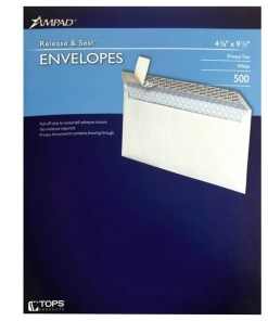 AMPAD #10 PEEL AND SEAL ENVELOPES, 500 COUNT 1/500 EA