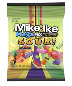MIKE AND IKE MEGA MIX SOUR CHEWY CANDY PEGGABLE BAG 12/5 OZ