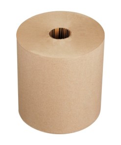 TOWEL, PAPER 7.87"X800' N-PERF ROLL BROWN 1 PLY HARDWOUND BARCODE