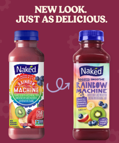 NAKED JUICE RAINBOW MACHINE SMOOTHIE PLASTIC BOTTLES 8/15.2 OZ
