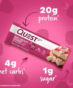 QUEST NUTRITION WHITE CHOCOLATE RASPBERRY PROTEIN BARS 12/2.12 OZ
