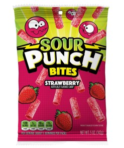SOUR PUNCH BITES STRAWBERRY CHEWY FRUIT CANDY 12/5 OZ
