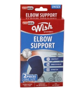 WISH ELBOW JOINT SUPPORT PROTECTIVE PAIN RELIEF 2 PIECES ONE SIZE