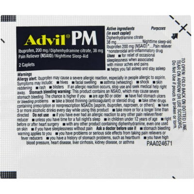 ADVIL PM IBUPROFEN DISPENSER BOX 50/2 CAPLETS – USA Concession