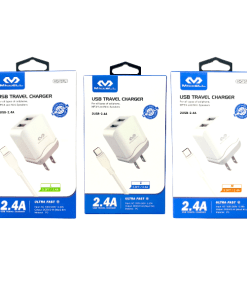 MICCELL S384 DUAL TRAVEL/ WALL CHARGER 3.3 FEET VQ-T07U USB-LIGHTNING BOX PACK 1 PIECE