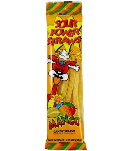 SOUR POWER CANDY STRAWS MANGO 24/1.75 OZ