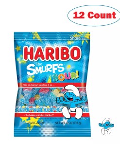 HARIBO GUMMI CANDY SOUR SMURFS 12/4 OZ