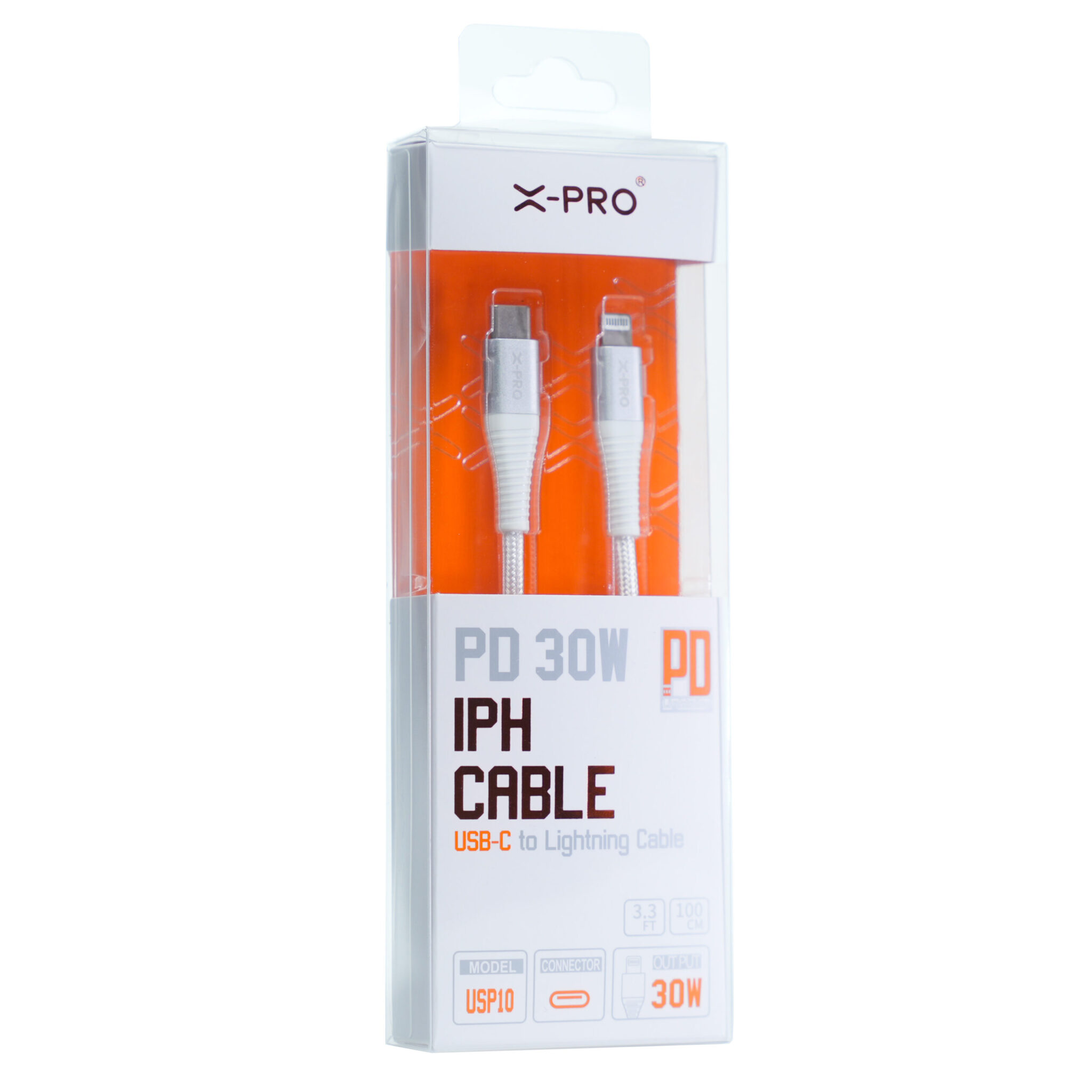 X-PRO USP10 TYPE-C TO IPHONE PD CABLE 3 FEET WHITE 1 PCS – UCE Wholesale