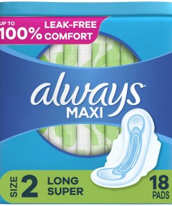 ALWAYS MAXI PADS WITH FLEXI-WINGS SIZE 2 LONG SUPER ABSORBENCY 8/18 PADS