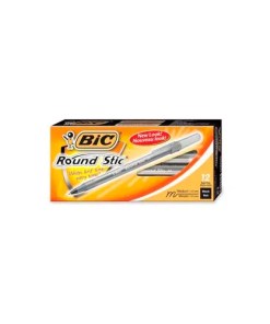 BIC® ROUND STIC BALLPOINT PEN MEDIUM 12'S BLACK INK 12 CT