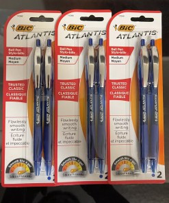 BIC ATLANTIS ORIGINAL RETRACTABLE BALL PEN 2'S MEDIUM POINT BLUE 6 CT