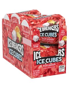 ICE BREAKERS ICE CUBES FRUIT PUNCH GUM 6/40 PIECES 3.24 OZ