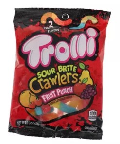 TROLLI SOUR BRITE CRAWLERS FRUIT PUNCH PEGGABLE BAG 12/5 OZ