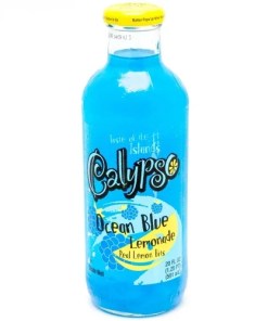 CALYPSO OCEAN BLUE LEMONADE GLASS BOTTLES 12/16 OZ