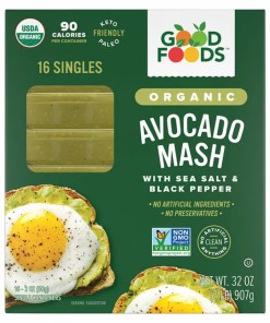 GOOD FOODS ORGANIC AVOCADO MASH, SEA SALT & BLACK PEPPER 16/2 OZ