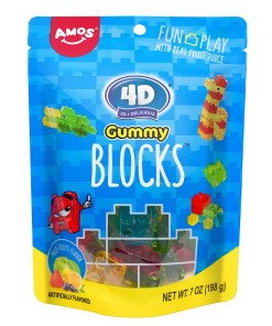 AMOS 4D FRUIT GUMMY BLOCKS FRUIT SNACKS PEG BAG 12/7 OZ