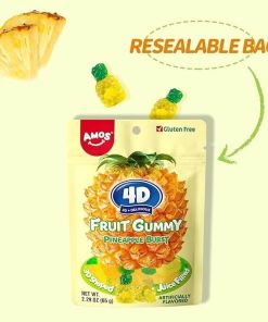 AMOS 4D FRUIT GUMMY PINEAPPLE BURST FRUIT SNACKS PEG BAG 12/6 OZ