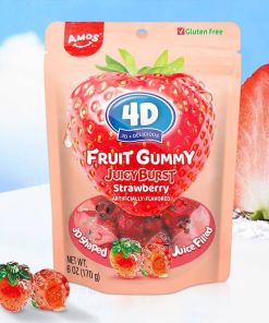 AMOS 4D FRUIT GUMMY STRAWBERRY BURST FRUIT SNACKS PEG BAG 12/6 OZ