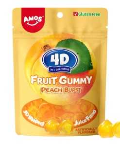 AMOS 4D FRUIT GUMMY PEACH BURST FRUIT SNACKS PEG BAG 12/6 OZ