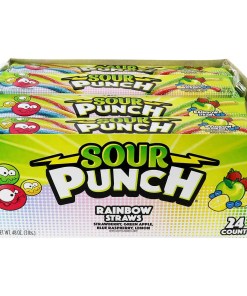 SOUR POWER CANDY STRAWS RAINBOW 24/2 OZ