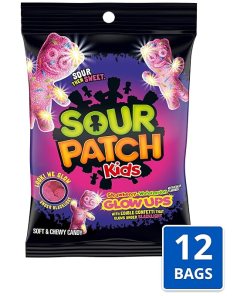 SOUR PATCH KIDS GLOW UPS STRAWBERRY-WATERMELON SOFT & CHEWY CANDY 12/3.56 OZ