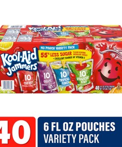 KOOL-AID JAMMERS JUICE VARIETY PACK CHERRY, GRAPE AND TROPICAL PUNCH 40/6 OZ
