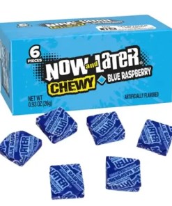 NOW & LATER ORIGINAL BLUE RASPBERRY TAFFY CHEWS CANDY 24/0.93 OZ