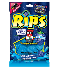 RIPS® BITE-SIZE BLUE RASPBERRY PIECES PEGGABLE BAG 12/4 OZ