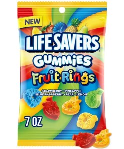LIFESAVERS FRUIT RINGS GUMMY CANDY PEGGABLE BAG 12/ 7 OZ