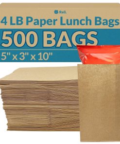 BROWN KRAFT PAPER BAG 4LB SMALL SNACKS, GEORCERY 500 BAGS