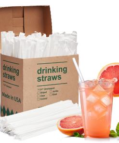 7.75X0.24 INDIVIDUALLY WRAPPED CLEAR PLASTIC STRAWS 340 CT